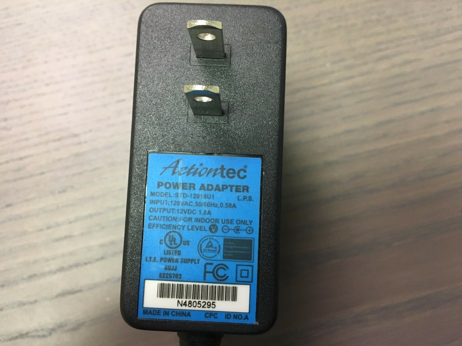 NEW Actiontec Action Tec MI424WR STD-12018U1 Power Adapter 12VDC 1.8A